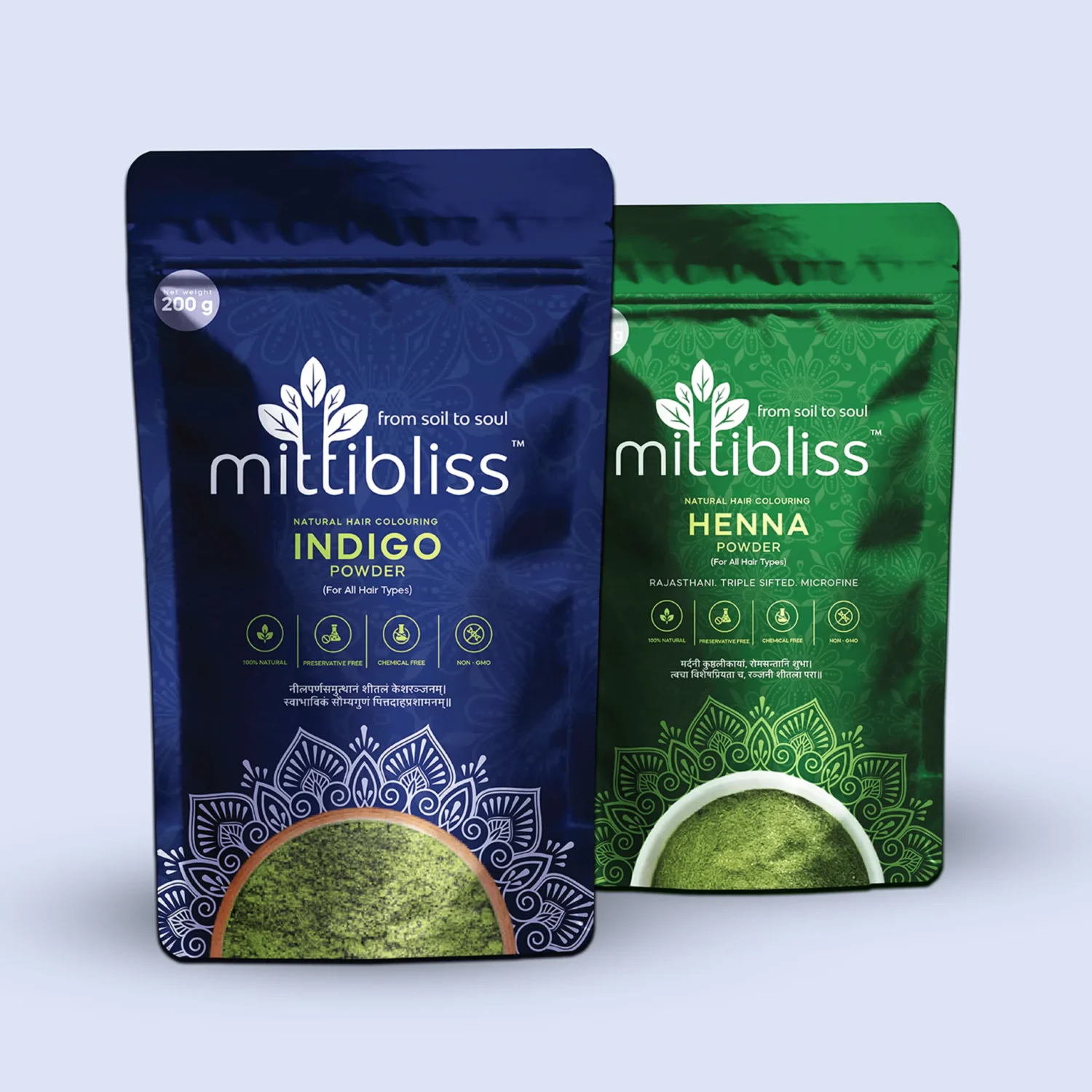 100% Natural Herbal Henna & Indigo Powder Combo Pack | MittiBliss (Copy)
